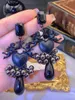 Dangle Earrings 2024 French Style Black Love Angel Handmade High Class Elegant