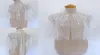 Enveloppes de mariée uniques en dentelle modeste, avec des appliques perlées, col haut, boléro de mariée pour robes de mariée, sans manches, sur mesure 9102020