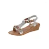 Sandalen 2024 zomerschoenen voor dames instapper dames party ronde neus dames wedges sandaal