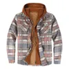 Herbst- und Winter-Herren-Baumwolljacke Langarmed Plaid mit Kapuze mit locker sitzender Baumwolle verdickte zweiteilige zweiteilige Jacke