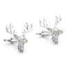 Gemelli a forma di testa di cervo cavo in argento con opere d'arte eleganti gioielli da uomo e da donna con bottoni animali gemelli in rame puro