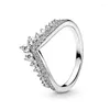 Anelli a grappolo che vendono anello classico con corona circolare a forma di cuore in argento sterling 925 alla moda leggero fascino di lusso regalo per uomo donna