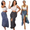 Nieuwe denim rok damesmode 3D kleding zaksplit elastische denim rok streetwear