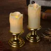 Simulerat ljus elektroniska lampor Candle Base Valentine's Day LED -lampor LED sovrumsbelysningar omgivande dekoration Holiday dekoration kyrka med detaljhandelsförpackningar