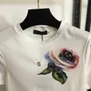 designer women T shirt luxurious fashion Flower printing slim casual short sleeves high quality ladies upper garment Jan 22