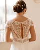 Vintage French Lace Wedding Dresses V Neck Cap Sleeve Boho Bridal Gowns Sweep Train A Line Beach Bride Dress Vestidos De Noiva