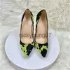 صندل Tikicup Hairy Grafitti Pattern Women Green Pointy Toe High Heel Shoes تصميم فريد من نوعه على مضخات الخنجر بالإضافة إلى الحجم 33-46J240122