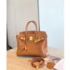 Platinum Classic Sac de haute qualité en cuir en cuir féminin Version améliorée en cuir doré Golden Brown Cowhide Cuir 1kt2