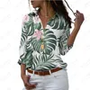 Blusas femininas verão senhoras camisa flor e folhas 3d impresso senhora casual férias estilo moda solta