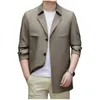 Printemps Automne Vêtements Pour Hommes Trench-Coat Revers Simple Boutonnage Droit Affaires Décontracté Jeunes Jeunes Style Populaire Veste Hommes