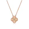 Fashion jewelry clover Fashion Fantasy Style Four Leaf Grass Design High Grade Single Flower Titanium Steel Necklace 18k Rose Gold Pendant