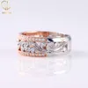 Art Deco D VVS Rund Brilliant Cut Moissanite Diamond 14k Solid Gold Milgrain Filigre Two Tone Wedding Band Ring for Women