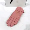 Vintermode läder plyschhandskar designer fårskinn cykelled handskar med varma fingertoppar