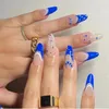 False Nails 24pcs/Box取り外し可能なアーモンドウェアラブルフレンチスティレットフェイクフルカバーネイルチッププレスオン