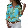 Blusas femininas verão senhoras camisa flor e folhas 3d impresso senhora casual férias estilo moda solta