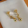 Golden Drop Earring Trendy Ear Wear Vintage Copper Earrings Letter Plated Eardrop Earring With Box Set