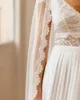 Vintage French Lace Wedding Dresses V Neck Cap Sleeve Boho Bridal Gowns Sweep Train A Line Beach Bride Dress Vestidos De Noiva