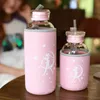 KSATMOON Drink Glass Bottles Kawaii Water Bottle Eco Friendly with a Straw Glasses Kids Cute Cups Waterbottle My 240122