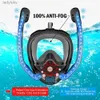 Máscaras de mergulho Máscara de mergulho 180Vista panorâmica Silicone Dry Top Snorkeling Óculos de natação com 2 snorkels Anti-Fog Anti-LeakL240122