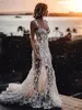 Casamento elegante vestido de sereia 2024 namorada renda com mangas de renda sem costas vestidos de noiva Vestido de Novia yd