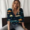 Bluzki damskie Summer Lady Shirt Cloud 3D Print Cute Casual Style Mash