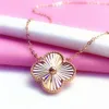 Fashion Jewelry Clover Fashion Fantasy Style Four Leaf Grass Design High Grade Single Flower Titanium Steel Necklace 18K Rose Gold Pendant