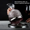 360 Rotating Wine Decanter Tumbler 1500ml Dispenser Crystal Glass Bottle Aerator Mirror Jug Gift Bar Decoration 240122