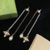 2024 Womens Designer örhängen Elegant G Stud smycken för kvinnor street mode diamanter kedja örhängen lyxiga pärlhänge stud för fest -3