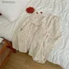 Kadın Uyku Salonu 2 Renk Kadın Çiçek Turnaşma Yaka Pijama Setleri Çiçek Üstleri+Pantolon Vintage Ladies Flows Flows Pijama Set Sleepwearl240122