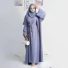 Ethnic Clothing Two Piece Kimono Matching Muslim Set Ramadan Open Abayas Inner Dress For Women Dubai Turkey African Islamic Arab Kaftan