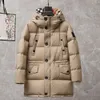 womens coat Autumn/Winter Counter Same Style Fashionable and Handsome Checkered Collar Hooded Design Mid length Down Coat for Womens