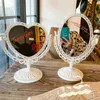 Mirrors Vintage European Style Heart Round Shaped Makeup Mirror Acrylic Single Side Makeup Mirror 360 Degree Swivel Desktop Makeup Tools