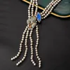 Choker Timeless Wonder Fancy Zircon Geo Glass Pearl Tassel Necklace For Women Designer Jewelry Goth Top Rare Runway 4555