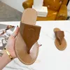 Paris flat slippers embossed genuine leather insole sandals open toes shoes classics luxury designer for women holiday casual flip flops slide