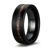 Bands NUNCAD 8mm Tungsten Carbide Ring Black Brushed Wedding Engagement Band Inlay Sand and copper slag Men's Ring