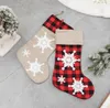 Xmas Sock Red Grid Christmas Stocking Decoration Socks Santa Cluas Candy Gift Stockings Festival Tree Hanging Pendant Bag SN1260