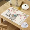 Table Mats Pink Series Cartoon Easter Linen Dinning Western Meal Decorations Anti Scald Placemats For Kitchen