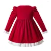 Vestidos de menina pettgirl 2024 inverno crianças roupas vermelhas meninas espanhol boutique princesa idade 2-12y