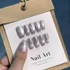 Falska naglar Purple och Pink Cat Eye Effect Handmade Press On Nails- Rhinestones Decorations- Lyxiga och underbara nr. EM1510 Q240122