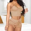 Kvinnors sömn lounge kvinnor pajamas sömnkläder pyjama set camisole shorts rygglösa kvinnor nightie set sexig v hals lågskuren avslappnad sommarnattvädel240122