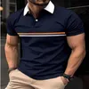 Camisa polo masculina respirável de verão marca emendada camisa polo casual de manga curta camisa de golfe masculina secagem rápida