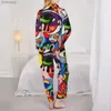 Dames Slaaploungepyjama Dame Grappige ogen Dagelijks nachtkleding Kleurrijk oogontwerp Graffiti 2-delig Informeel Ruimvallende pyjamaset Trendy Oversized thuispakL240122