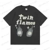 T-shirts voor heren Nieuwe zomer Twin Flame Puff Gebroken Borduurmotief Korte mouw Tees Unisex Street chic Baggy Y2K Katoenen T-shirts Oversized herentop T240122