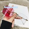 Rimless Women Big Square Gold Metal Moissanite Bling Lunettes Photogray 2023 Female Photochromic Anti Blue Light Glasses