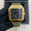 Automatisch goud rechthoekig herenhorloge van topkwaliteit met roestvrijstalen band en lichtgevende wijzerplaat, perfect voor sport en luxe slijtage van Caiji