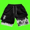 Y2K Summer Men Streetwear Anime High Waist Oversize Breathable Gym Short Pants Training Fitness Workout Track Shorts Clothes 240118