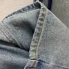 Damen-Jeans-Denim-Stoff auf beiden Seiten mit Farbkontrast, Fransenkante, Gesäßtasche, Buchstaben-Stick, Diamant, modisch, gerade, W2145