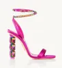 العلامة التجارية الصيفية Aura Women Sandals Shoes أحذية الكعب المرصعة بتصميم الكعب العلامة التجارية ، حفلات ، واللباس Lady High Heels EU35-43