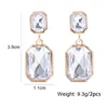 Boucles d'oreilles JURAN 2024, cristal brillant de luxe, goutte géométrique carrée pour femmes, bijoux de fête de mariage, cadeaux Brincos