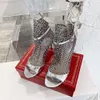 ギャラクシアクリスタルエンベルメッシュストラスケージ付きスティレットサンダルラインストーンアンクルストラップブラックイブニングシューズ女性ハイヒール高級デザイナー工場靴